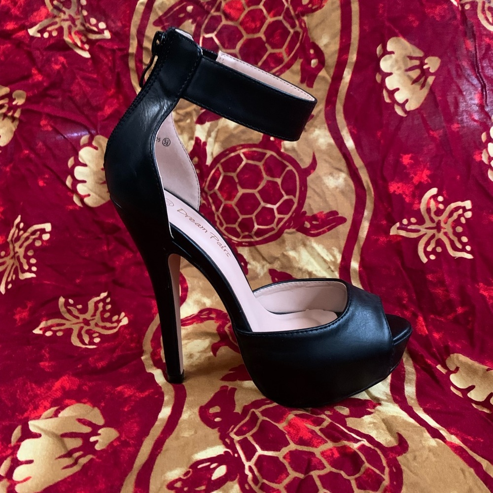 Womens black suede high heels